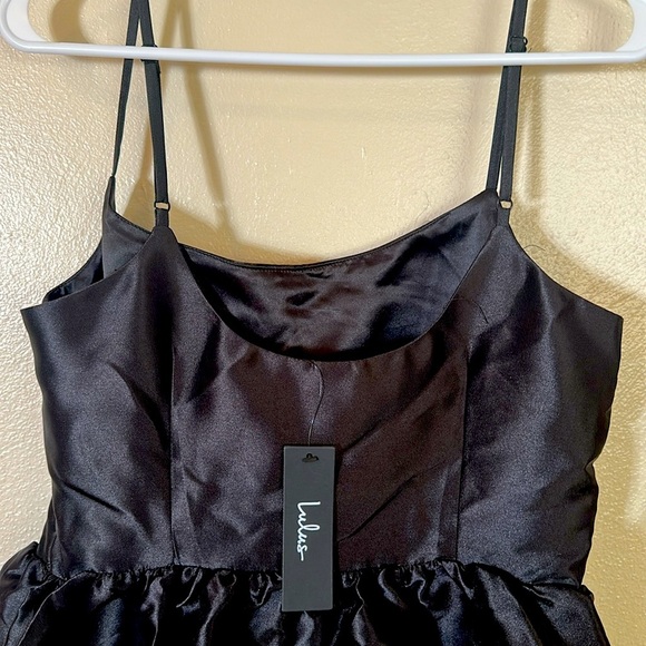 Lulus Classy Aesthetic Taffeta Dress Size M Black Pink Bow Midi Dress Pockets - Picture 13 of 15